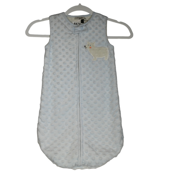 Chick Pea Sleep Sack 9-12 Months Minky Wearable Blanket Light Blue Raised Dots - Picture 1 of 6
